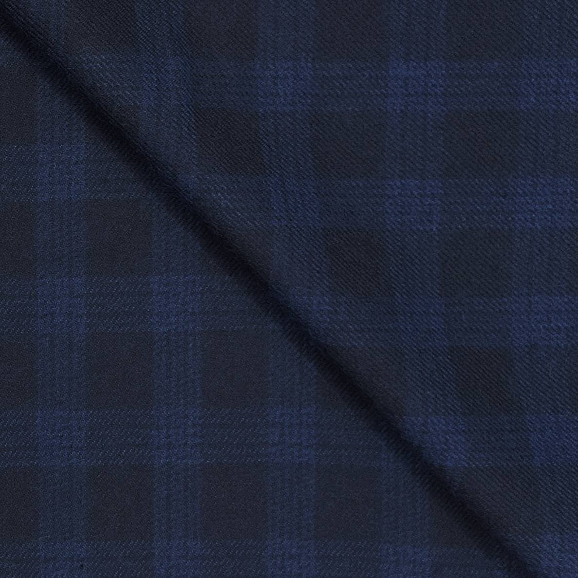 Tweed Blazer Fabric OCM Wool Blended Broad Check Colour Navy Blue